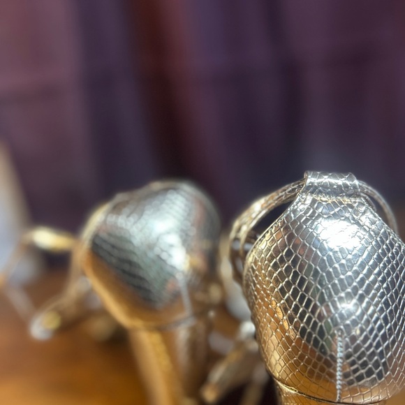 Gold Strappy Women's Sandals - Picture 9 of 10